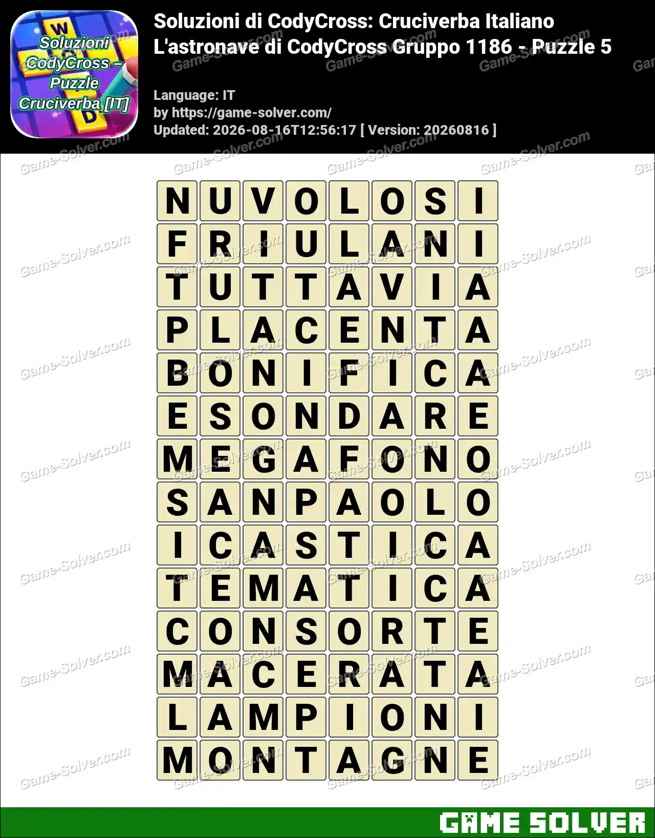 Soluzioni di CodyCross: Cruciverba Italiano L’astronave di CodyCross Gruppo 1186 – Puzzle 5
